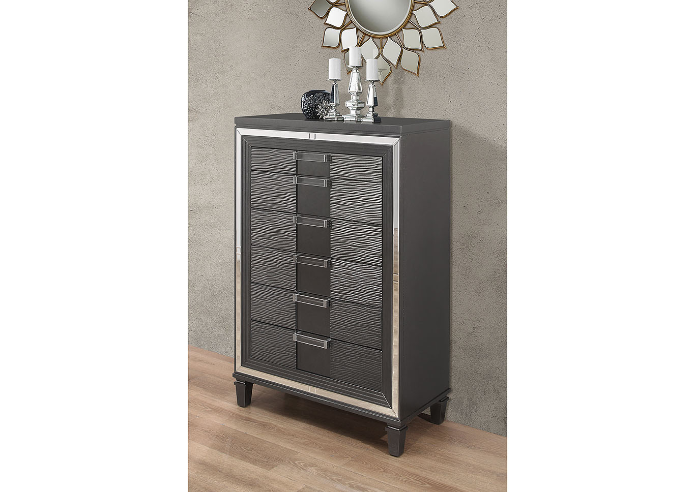 Pisa Metallic Grey Chest,Global Furniture USA