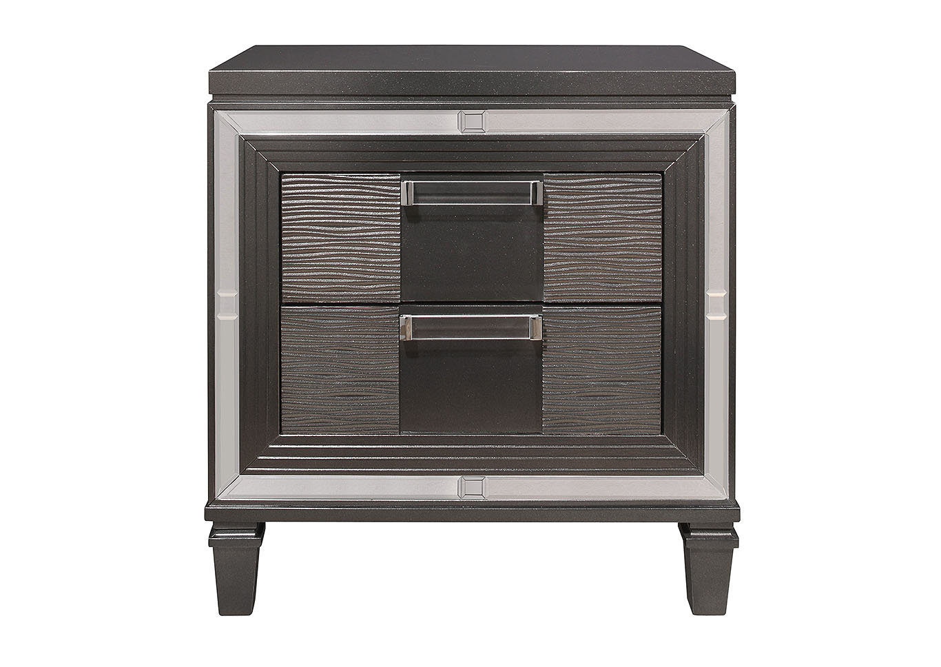 Pisa Metallic Grey Nightstand,Global Furniture USA