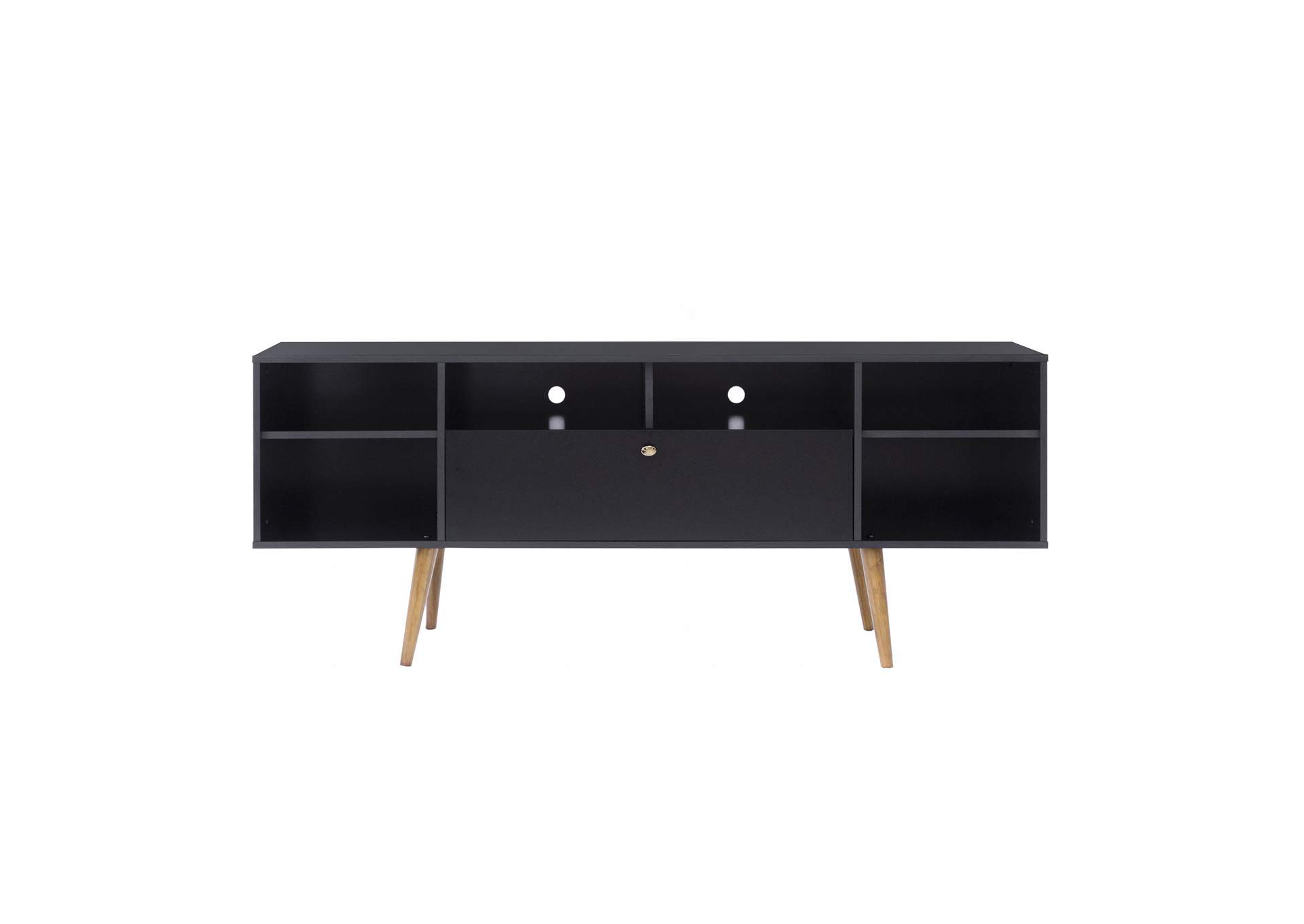 Black 63" Mid Century Modern TV Stand,Global Furniture USA