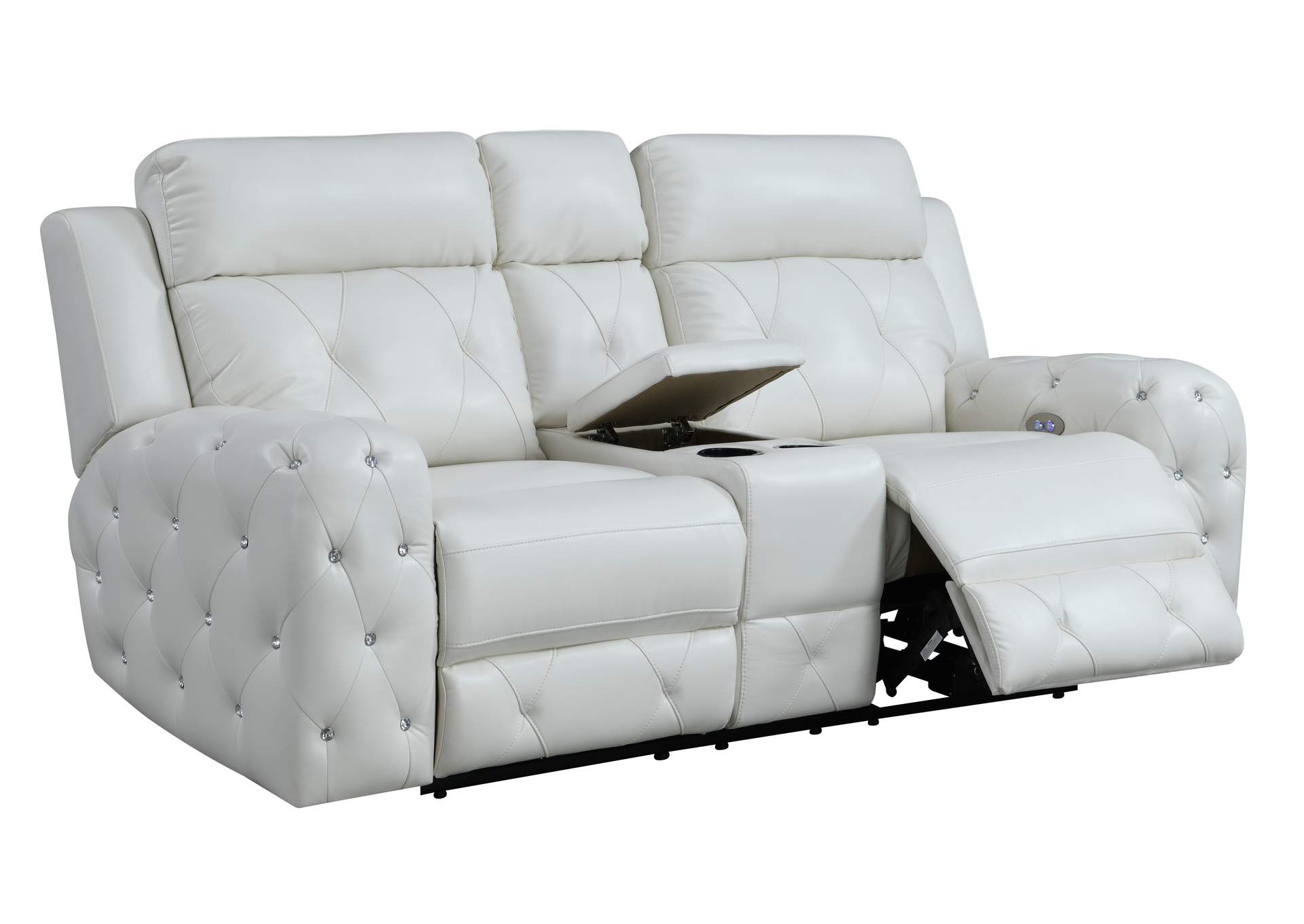 White Power Console Reclining Loveseat,Global Furniture USA