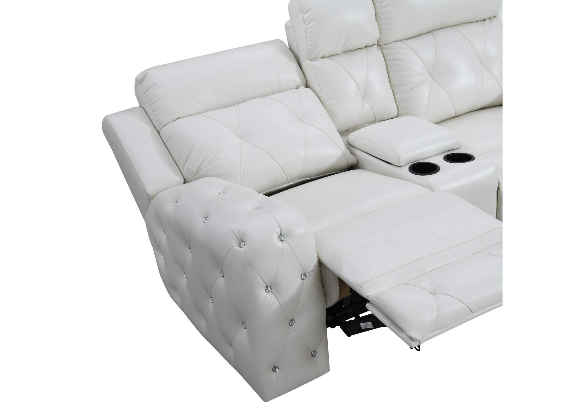 White Power Console Reclining Loveseat,Global Furniture USA