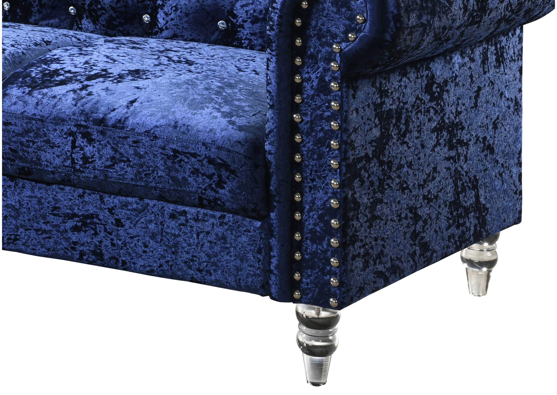 Blue Velvet Tufted KD Sofa,Global Furniture USA