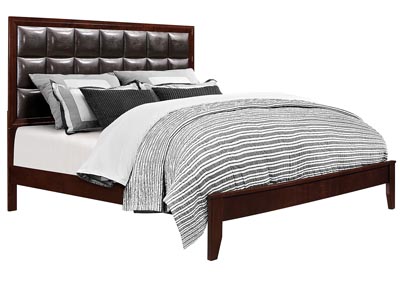 Image for Carolina Cherry/Brown Upholstered Platform King Bed