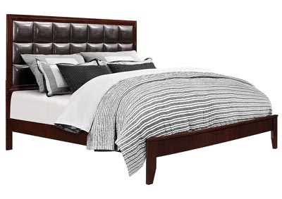 Image for Carolina Cherry/Brown Upholstered Platform Queen Bed