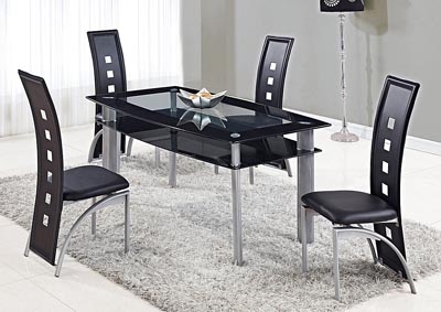 Image for Black/Silver Dining Table w/4 Chair