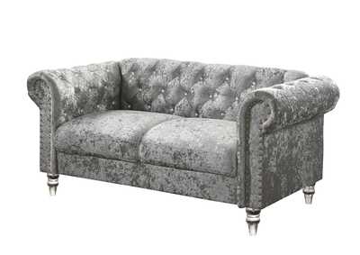 Grey Velvet Tufted KD Loveseat