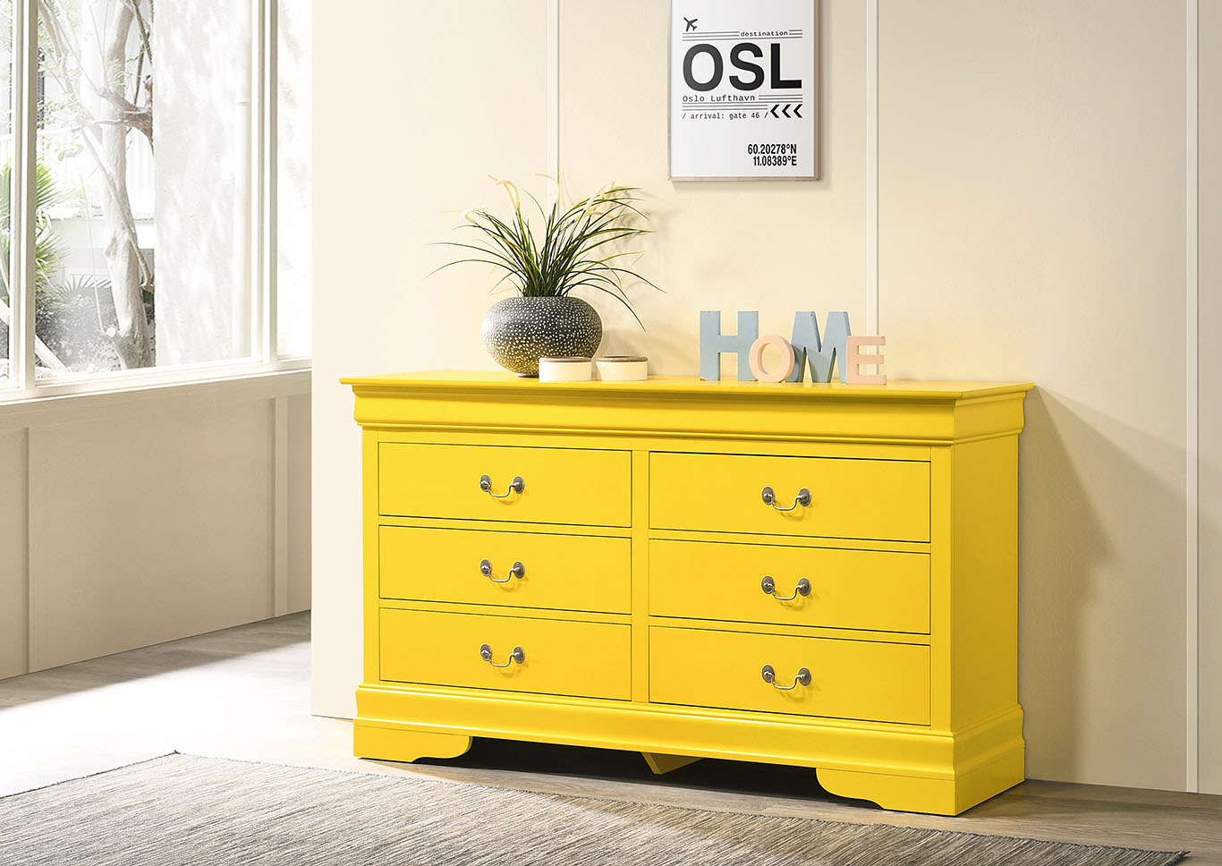 Louis Phillipe Yellow Dresser,Glory Furniture