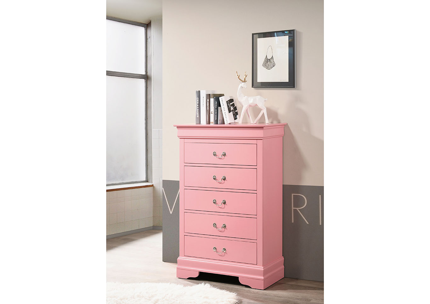 Louis Phillipe Pink Chest,Glory Furniture