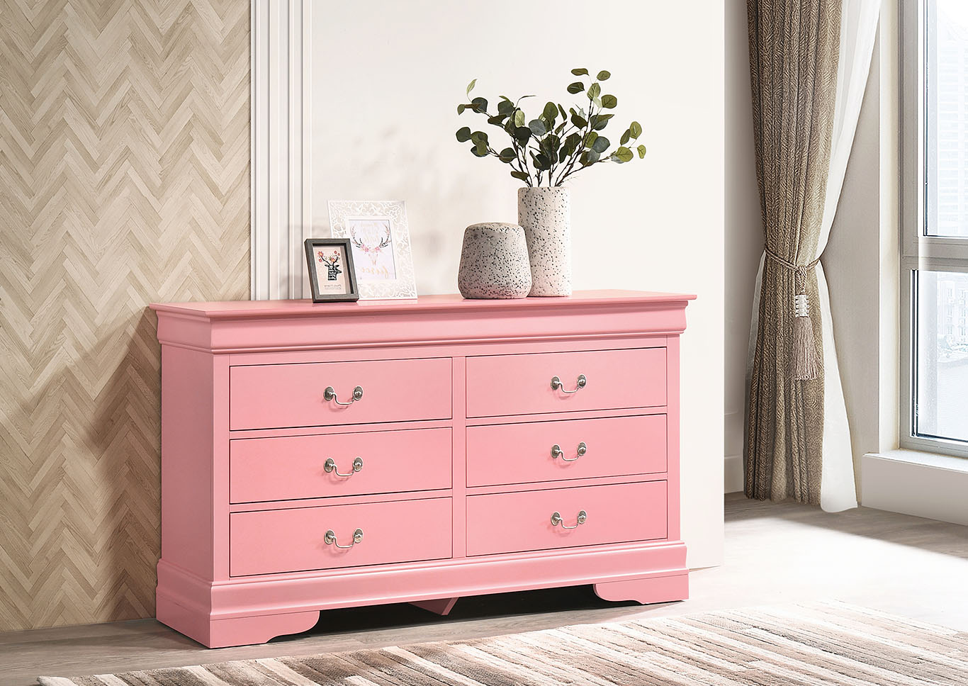 Louis Phillipe Pink Dresser,Glory Furniture