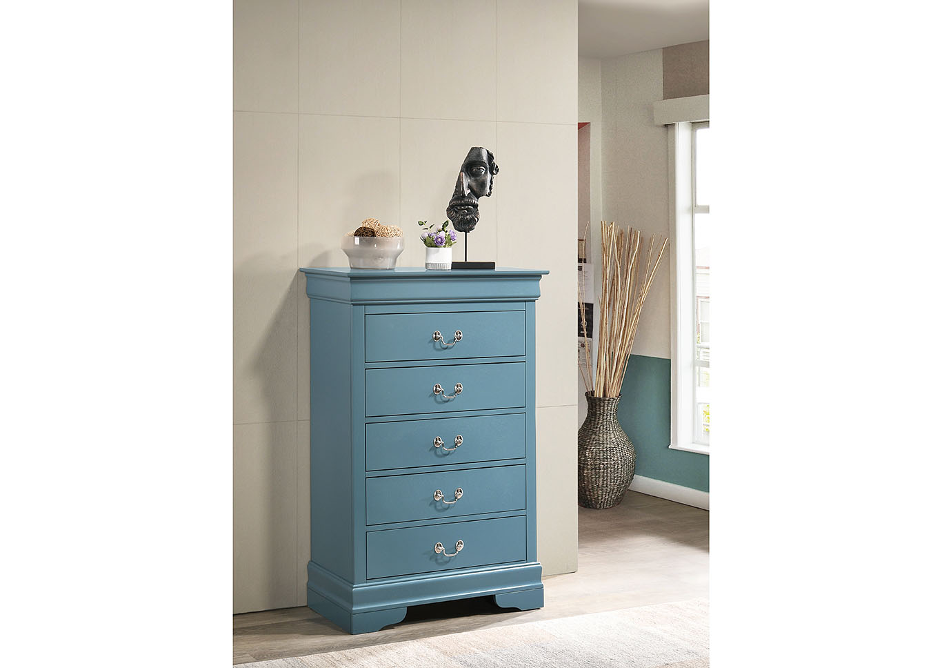 Louis Phillipe Blue Chest,Glory Furniture