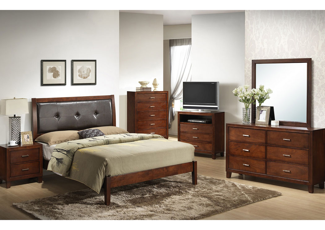 Cherry King Bed, Dresser & Mirror,Glory Furniture
