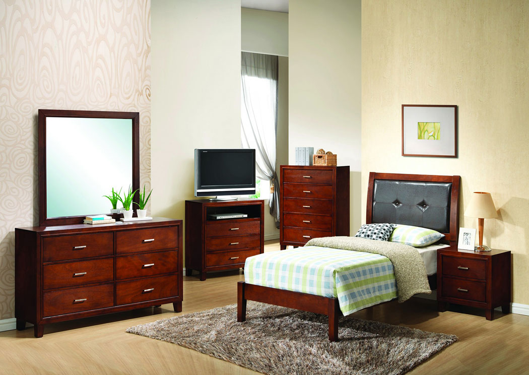 Cherry Full Bed, Dresser & Mirror,Glory Furniture