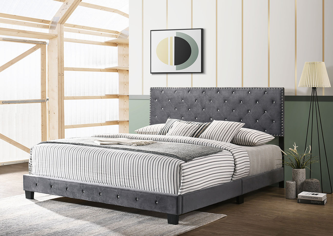 Suffolk Gray King Bed,Glory Furniture