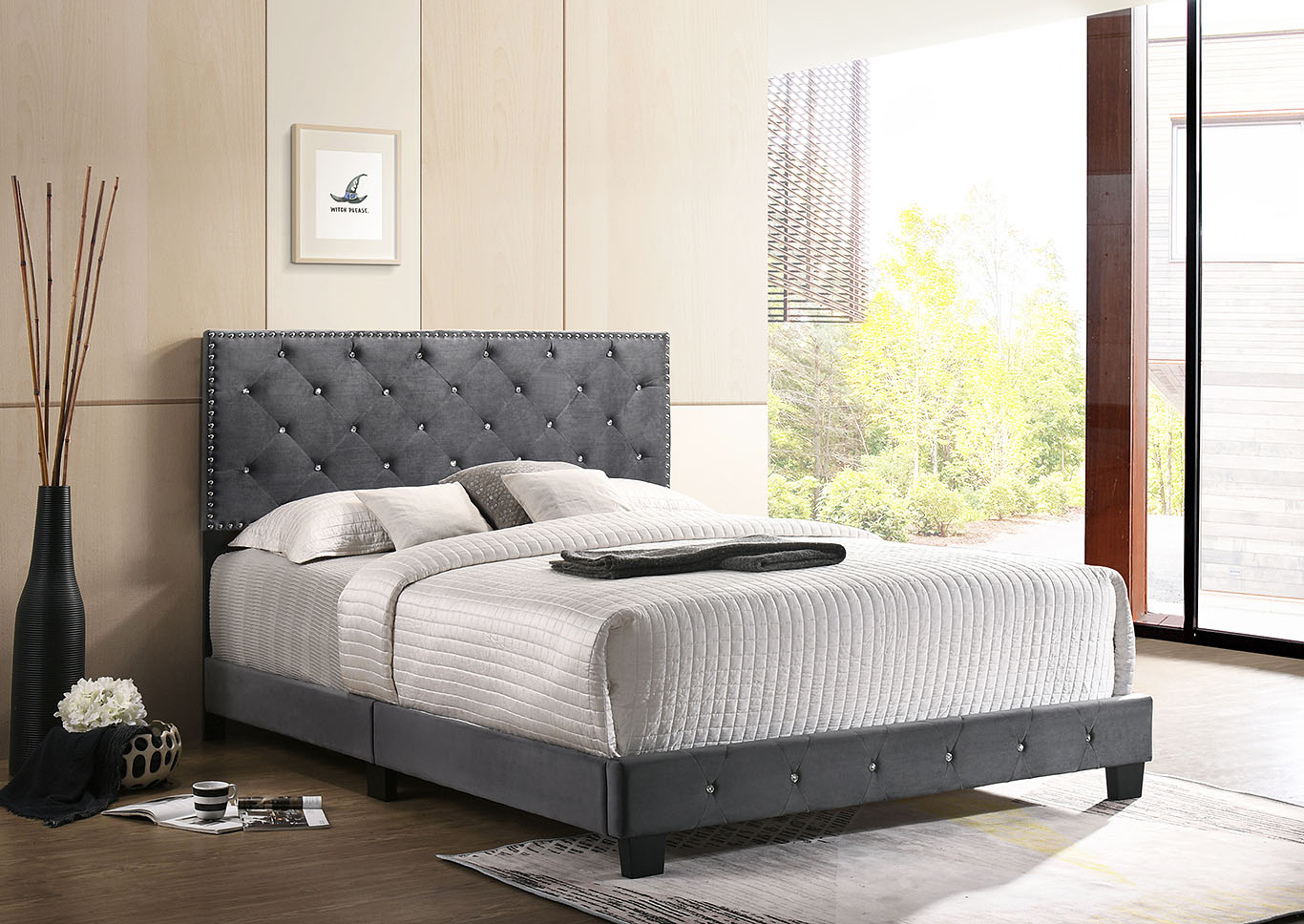 Suffolk Gray Queen Bed,Glory Furniture