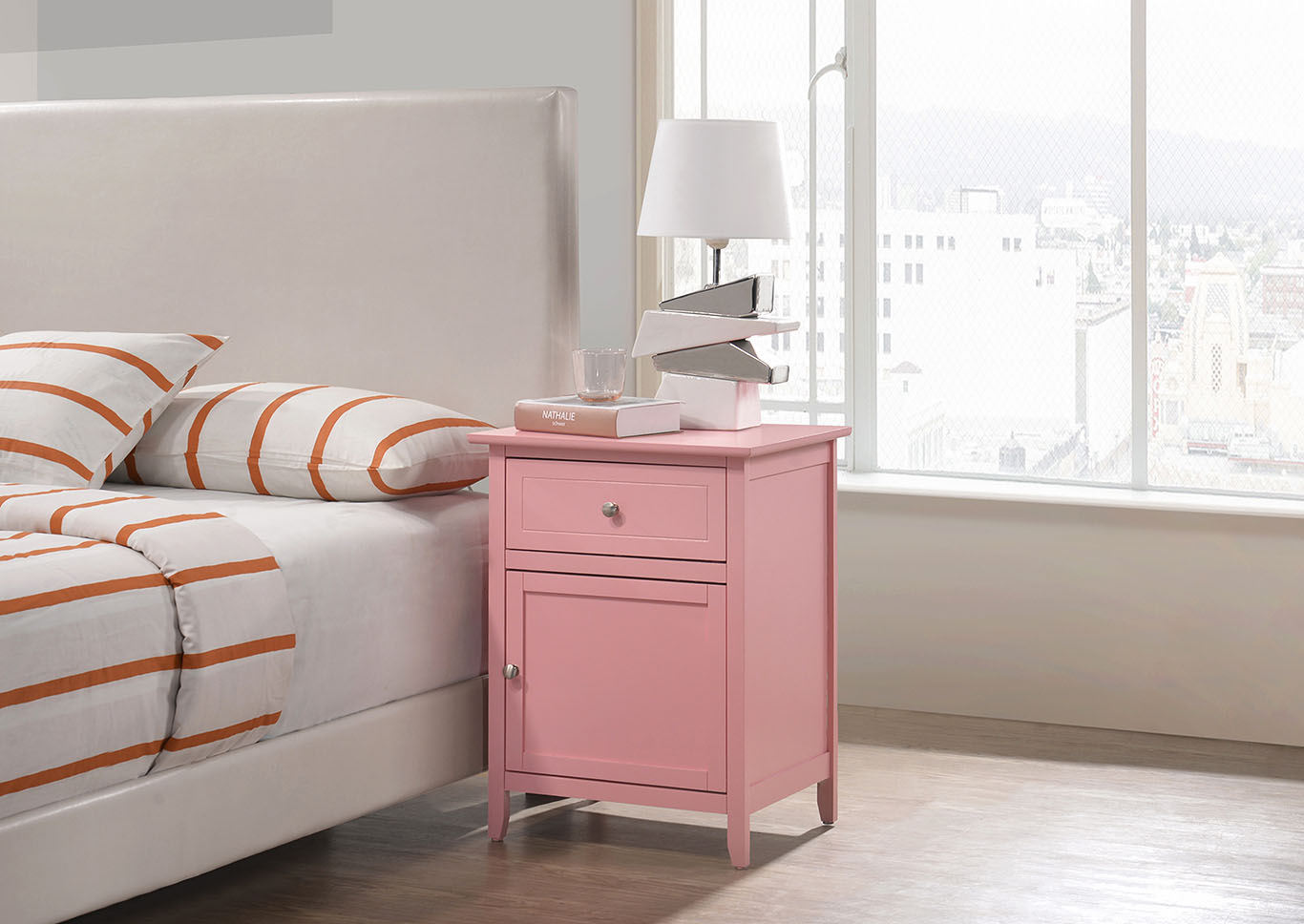 Izzy Pink Nightstand,Glory Furniture