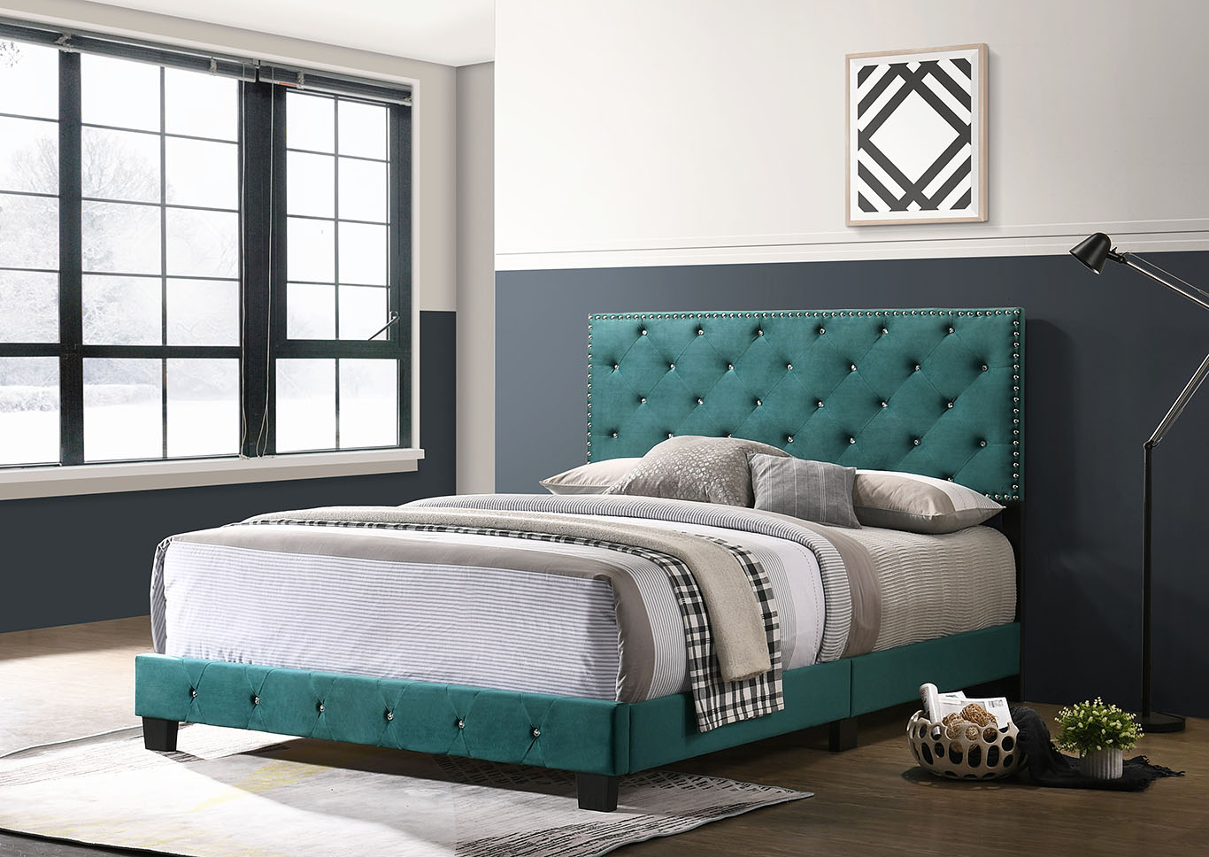 Suffolk Green Queen Bed,Glory Furniture