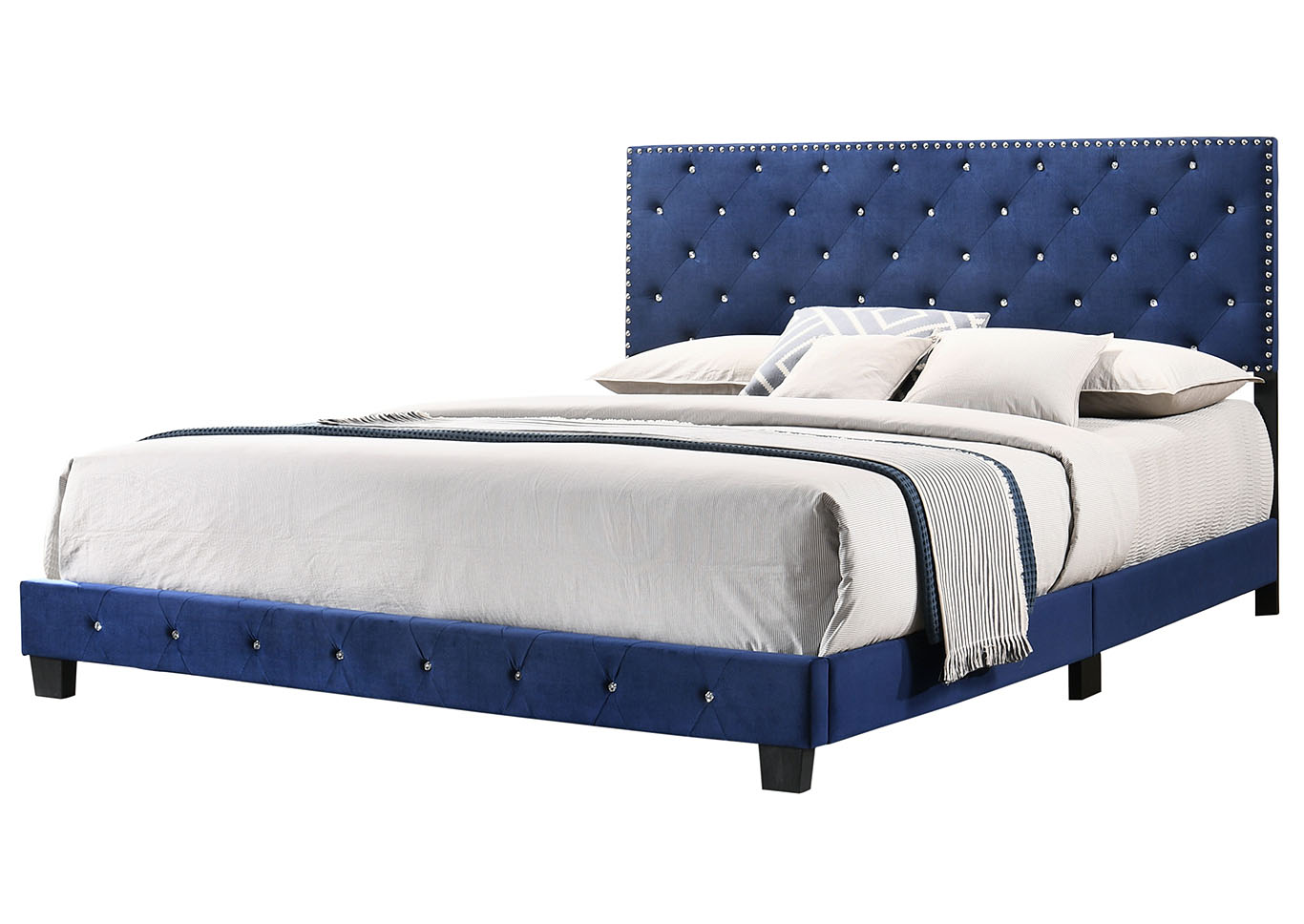 Suffolk Navy Blue King Bed,Glory Furniture