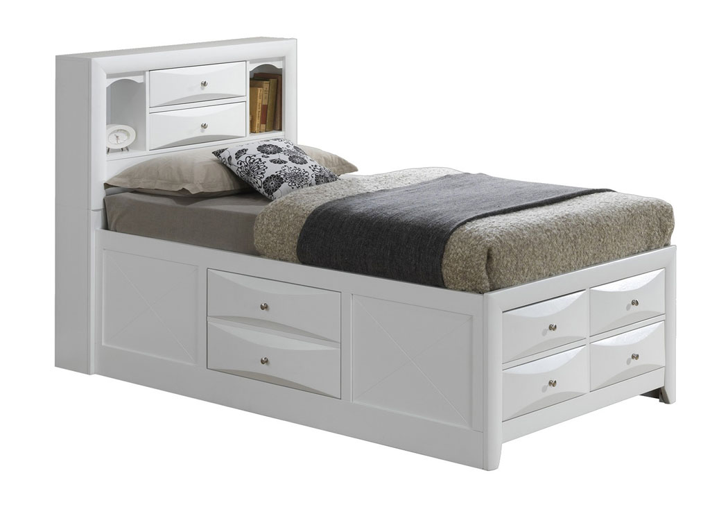 White Twin Storage Bookcase Bed,Glory Furniture