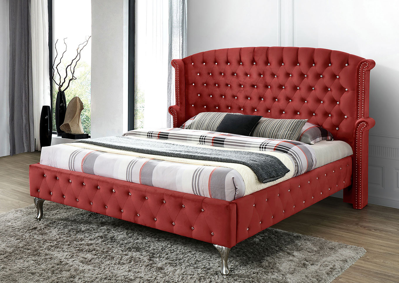 Lucca Burgandy King Bed,Glory Furniture