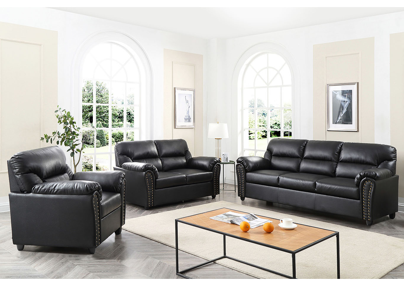 Black Bonded Leather Sofa,Glory Furniture