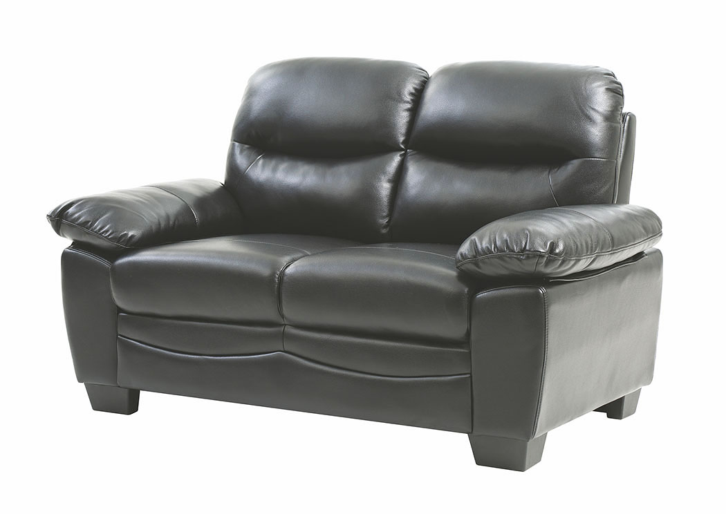 Black Faux Leather Loveseat,Glory Furniture