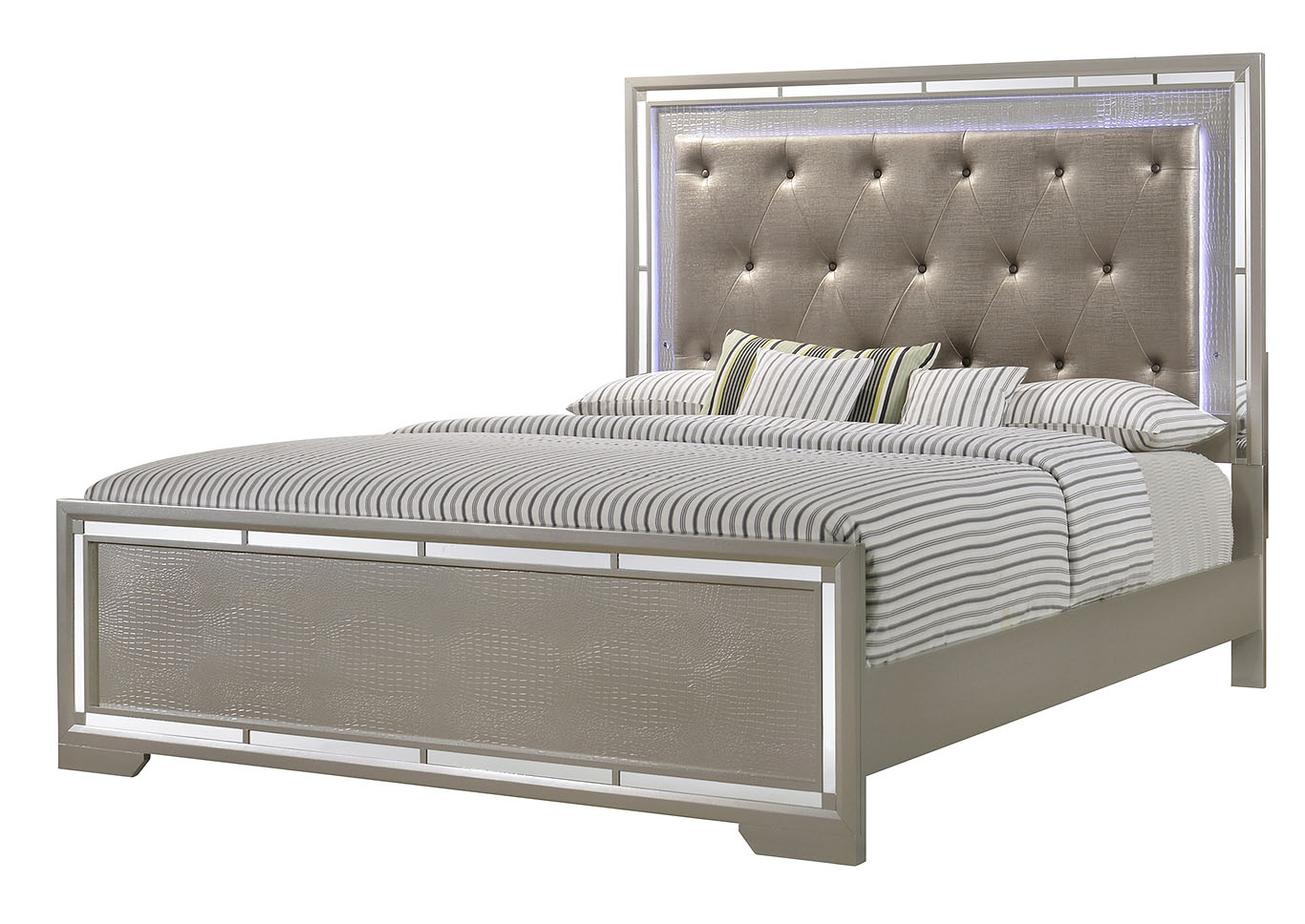 Alana Silver Champagne Queen Bed,Glory Furniture