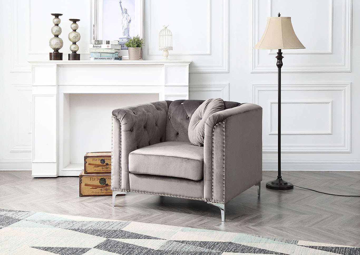 Pompano Dark Gray Chair,Glory Furniture