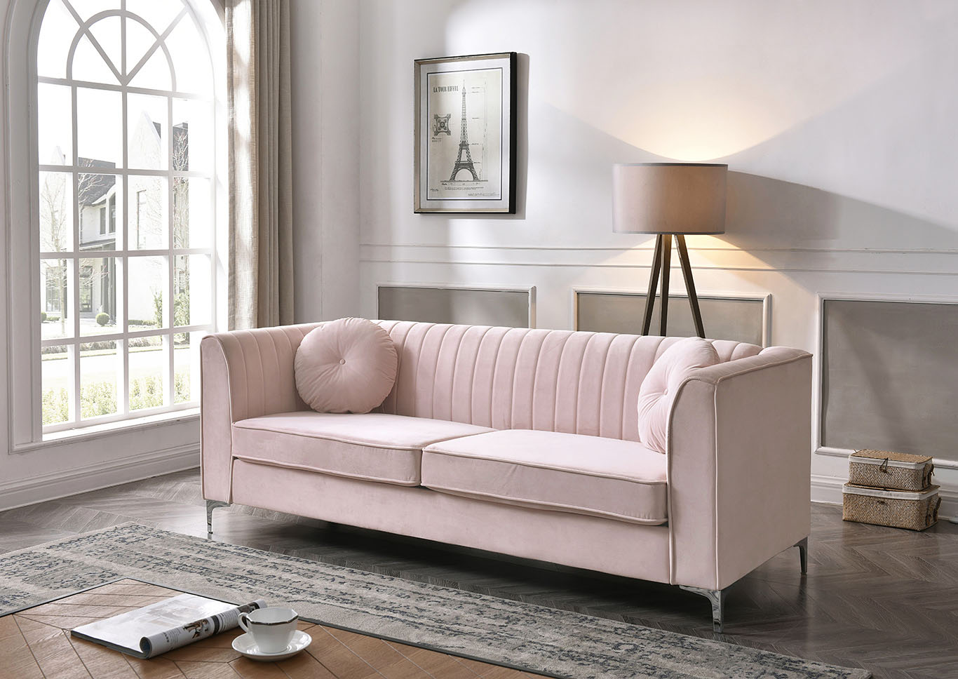 Delray Pink Stationary Sofa,Glory Furniture