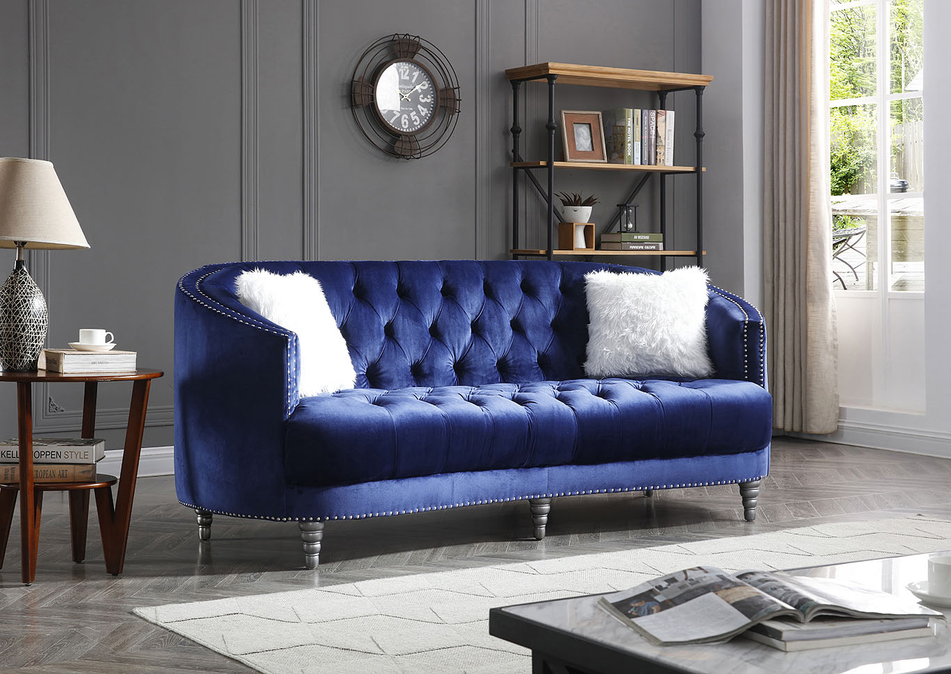 Dania Blue Stationary Sofa,Glory Furniture