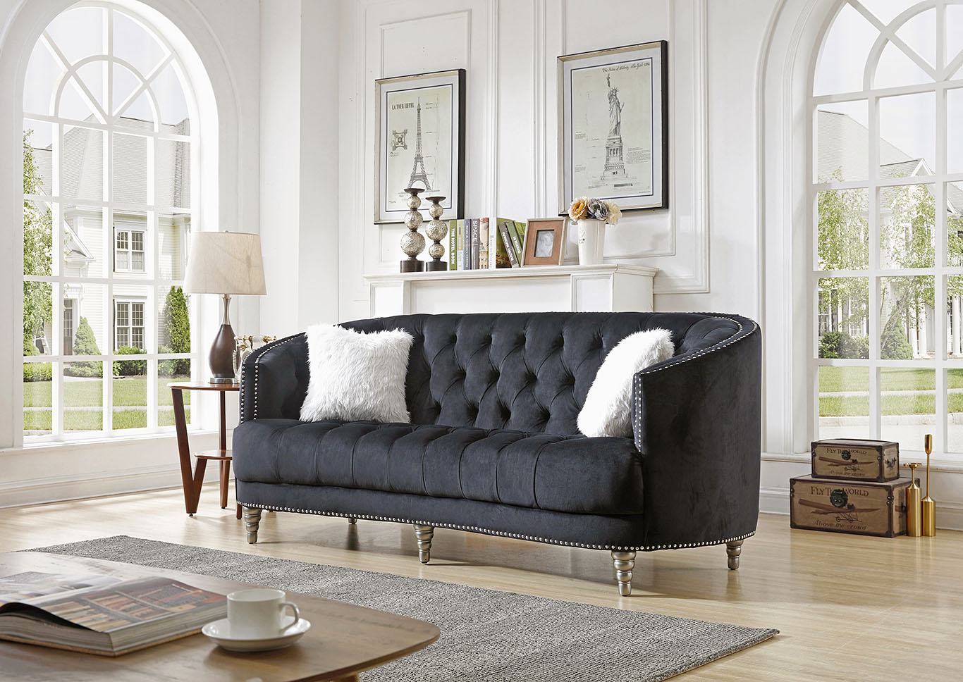 Dania Black Stationary Sofa,Glory Furniture