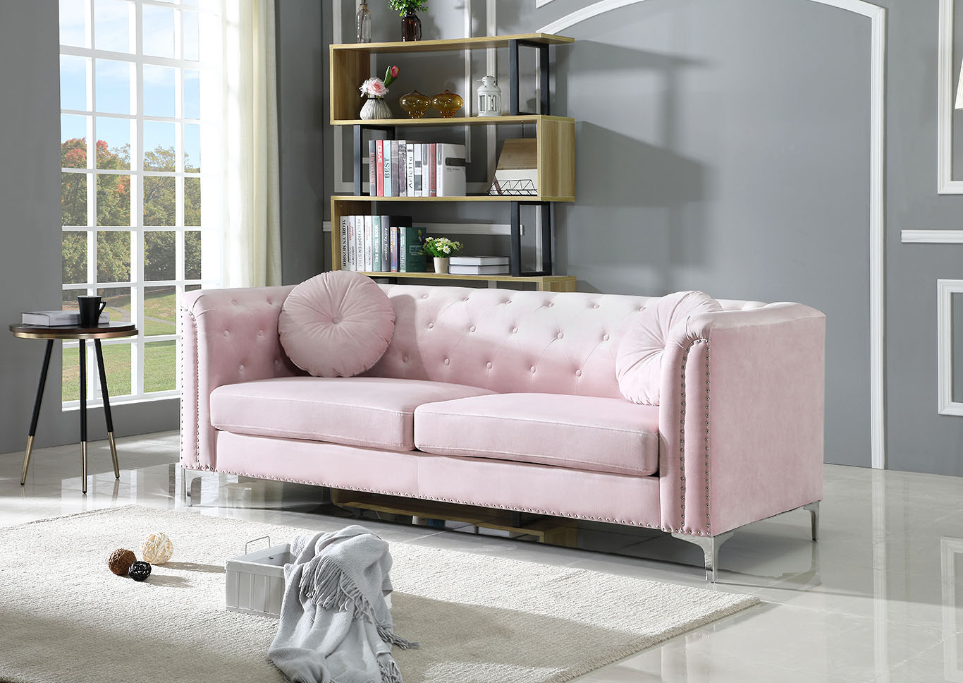 Pompano Pink Stationary Sofa,Glory Furniture