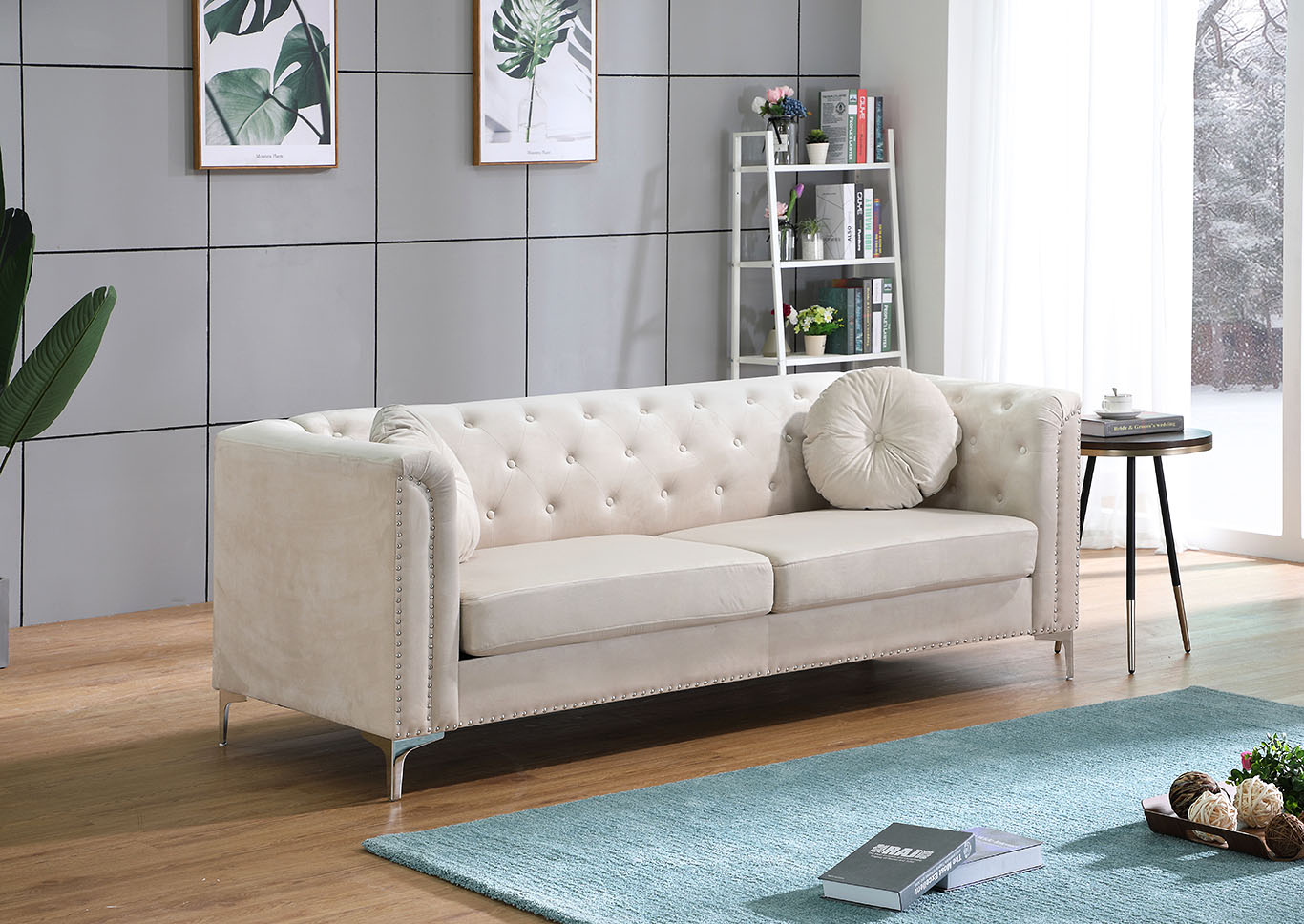 Pompano Ivory Stationary Sofa,Glory Furniture