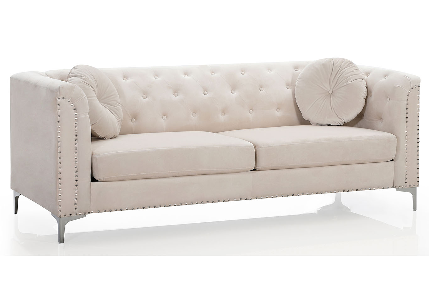 Pompano Ivory Stationary Sofa,Glory Furniture