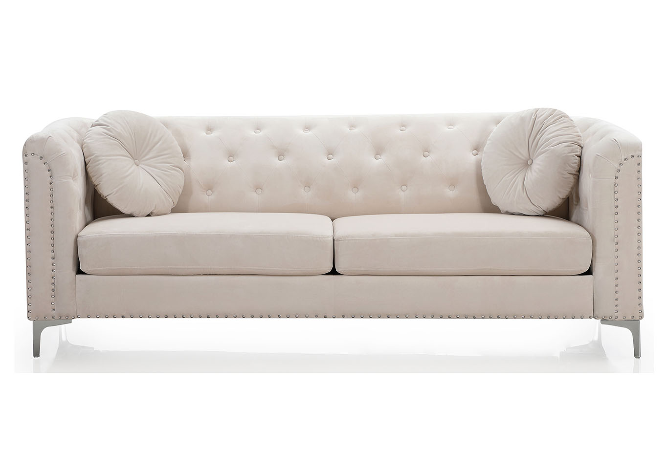 Pompano Ivory Stationary Sofa,Glory Furniture