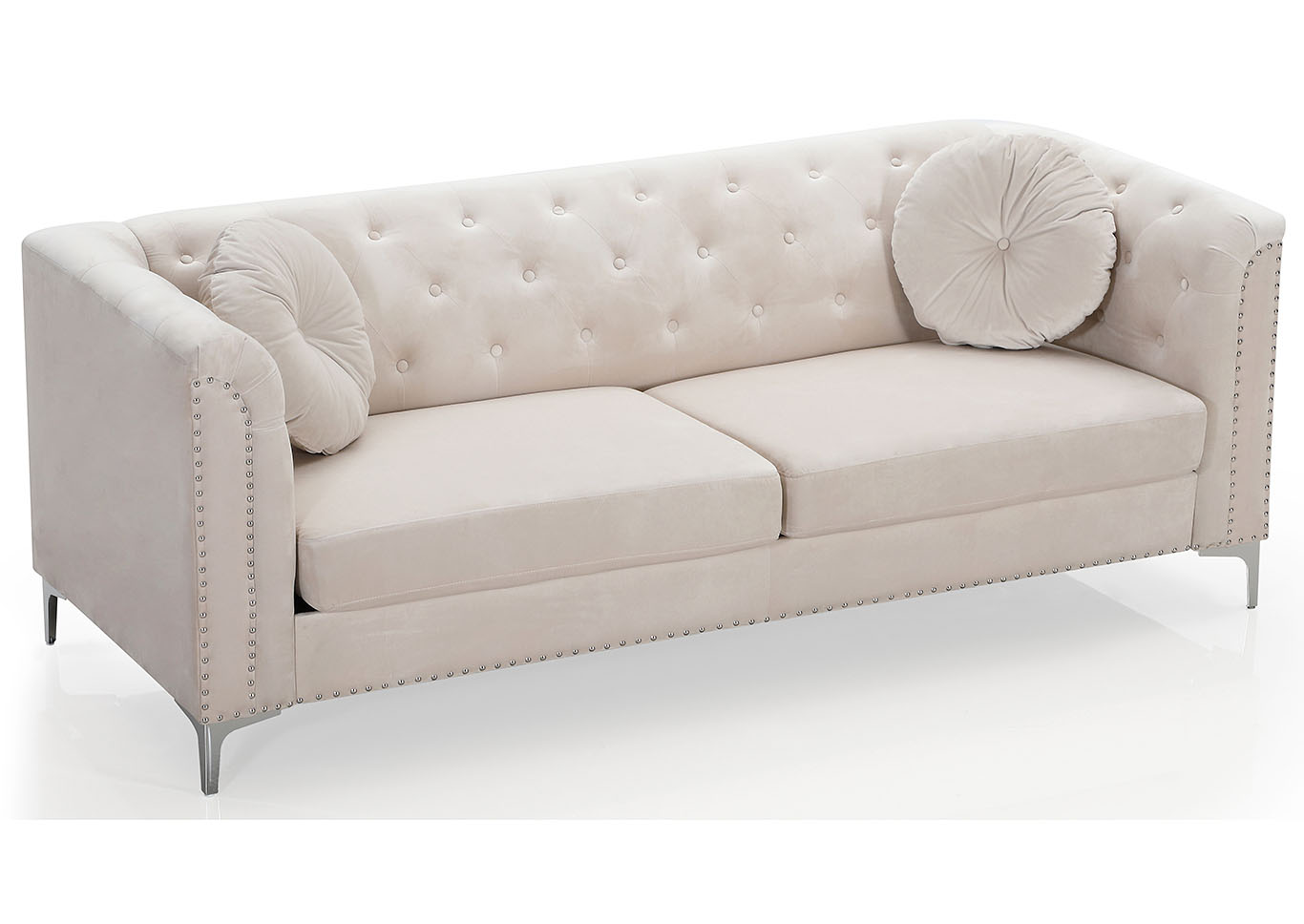 Pompano Ivory Stationary Sofa,Glory Furniture