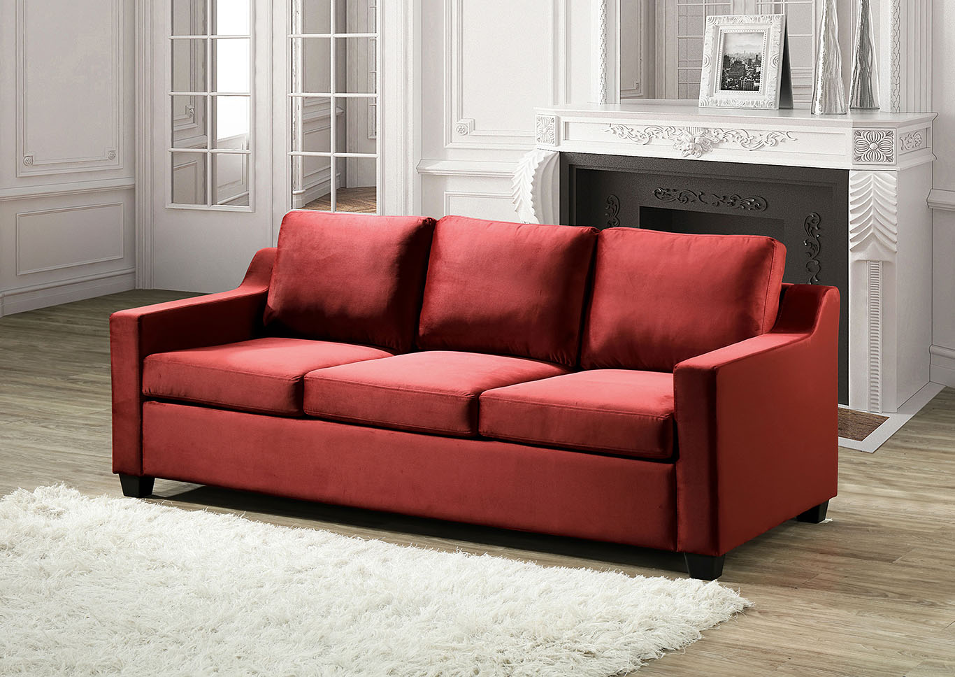 Ashley Burgundy Stationary Sofa,Glory Furniture