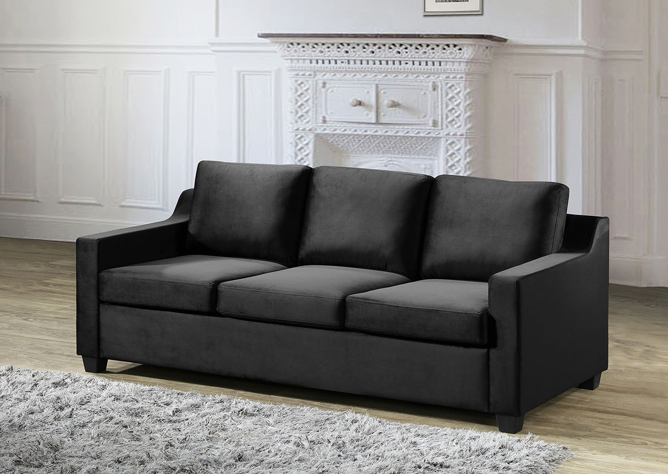 Ashley Black Stationary Sofa,Glory Furniture