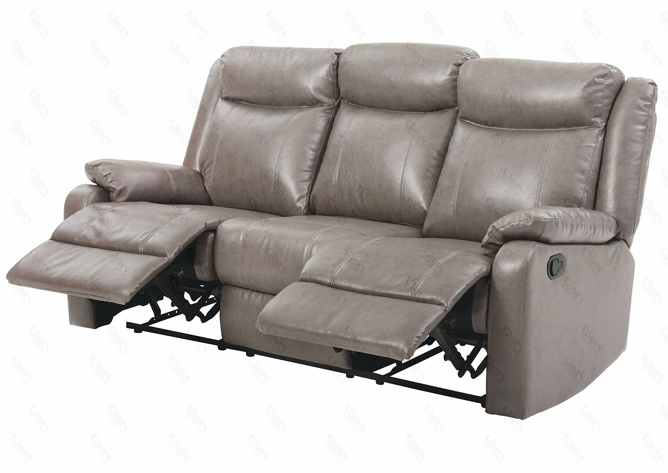 Gray Faux Leather Double Reclining Sofa,Glory Furniture