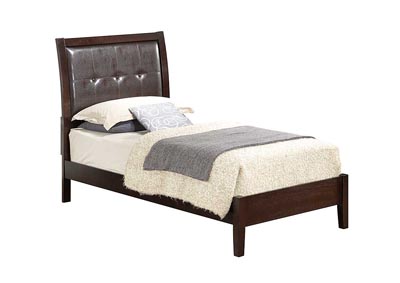 Cappuccino Twin Upholstered Bed