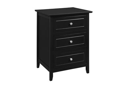 Image for Black 3 Drawer Nightstand