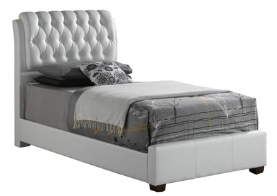 White Twin Upholstered Bed