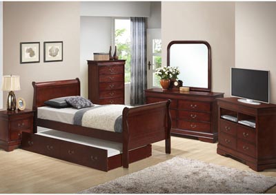 Image for Cherry Full Trundle Bed, Dresser & Mirror