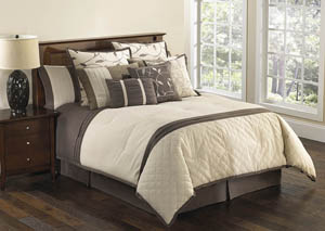 Verbena Brown/Tan 10 Piece Linen King Comforter Set