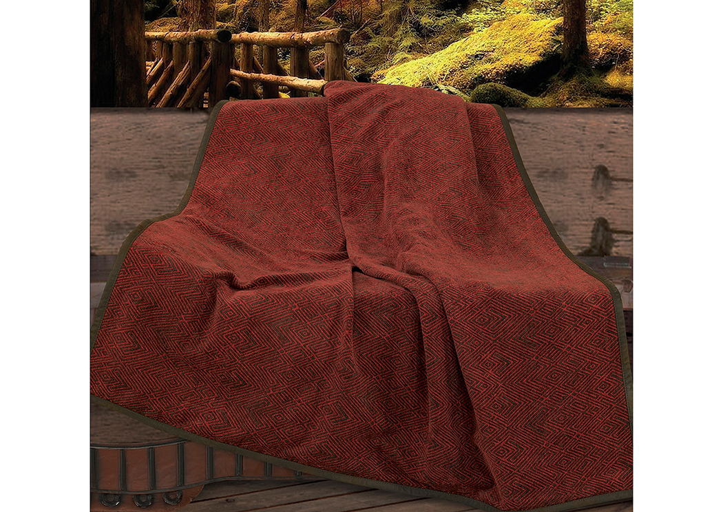 Wilderness Ridge Red Chenille Throw,Hi End Accents