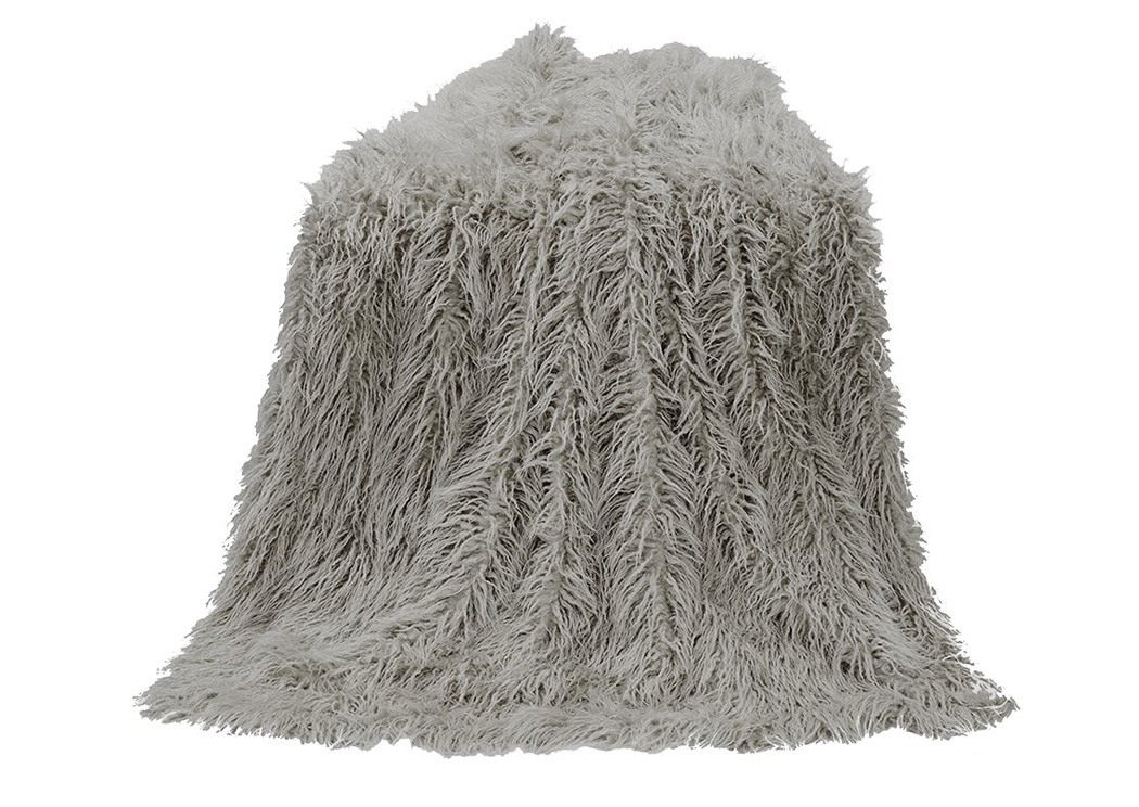 Mongolian Grey Faux Fur Throw,Hi End Accents