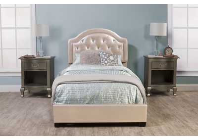Karley Champagne Faux Leather Twin Bed