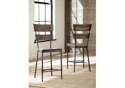 Image for Jennings Distressed Walnut Non-Swivel Counter Stool (Set of 2)