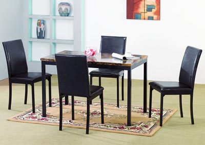 Image for Brown/Black Faux Marble Table & 4 Chairs