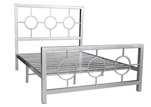 Metal Silver Bed Frame Circle Design