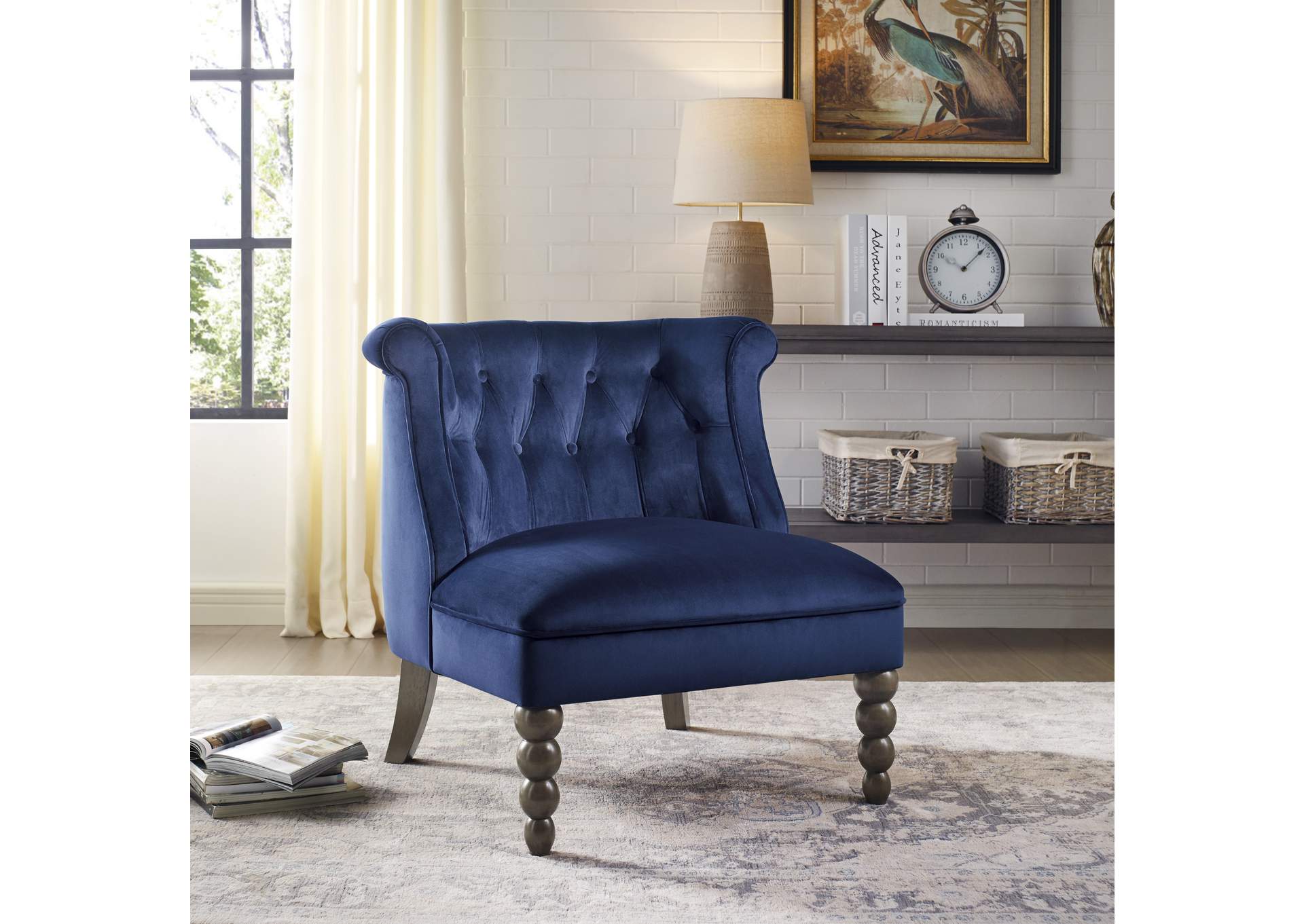 Navy Accent Chair In Living Room